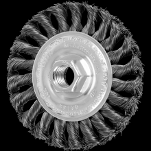 Pferd Inc. 79182153 - PFERD Standard Twist Knot Wire Wheel Brush 4" Dia. .014 Carbon Steel 5/8-11" Thread