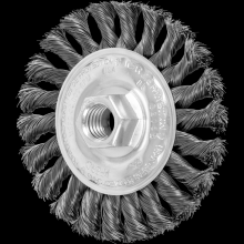 Pferd Inc. 79182165 - PFERD Full Cable Knot Wheel Brush 4" Dia. .014 Carbon Steel 5/8-11" Thread