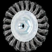 Pferd Inc. 79182170 - PFERD Full Cable Knot Wheel Brush 4" Dia. .020 Carbon Steel 3/8-24 Thread