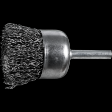 Pferd Inc. 79182821 - PFERD Crimped Mounted Cup Brush 1-1/4" Dia. .020 Carbon Steel 1/4" Shank