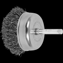 Pferd Inc. 79182826 - PFERD Crimped Mounted Cup Brush 2" Dia. .012 Carbon Steel 1/4" Shank