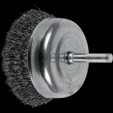 Pferd Inc. 79182828 - PFERD Crimped Mounted Cup Brush 2-1/2" Dia. .008 Carbon Steel 1/4" Shank