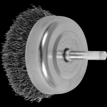 Pferd Inc. 79182830 - PFERD Crimped Mounted Cup Brush 2-1/2" Dia. .012 Carbon Steel 1/4" Shank