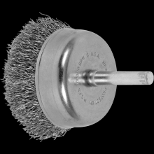 Pferd Inc. 79182838 - PFERD Crimped Mounted Cup Brush 2" Dia. .010 Stainless Steel 1/4" Shank