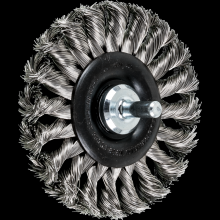 Pferd Inc. 79182948 - PFERD Mounted Knot Wheel Brush 3-1/4" Dia. .014 Stainless Steel 1/4" Shank