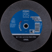 Pferd Inc. 69620715 - PFERD Portable Cut-Off Wheel, 14" x 3/32 x 1, SG STUD STEEL, T1, Aluminum oxide