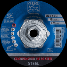 Pferd Inc. 69401585 - PFERD Grinding disc, CC-GRIND®-SOLID, 4-1/2" x 5/8-11, SG STEEL, Ceramic