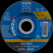 Pferd Inc. 62011630 - PFERD Combination Wheel, 4-1/2" x .065 x 7/8, PSF DUODISC STEELOX, T27, Aluminum oxide