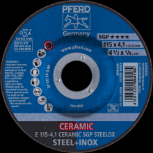 Pferd Inc. 62100115 - PFERD Grinding Wheel, 4-1/2" x 1/8 x 7/8, CERAMIC SGP STEELOX, T27