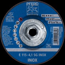 Pferd Inc. 69901191 - PFERD Grinding Wheel, 4-1/2" x 1/8 x 5/8-11, SG INOX, T27, Aluminum oxide