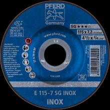 Pferd Inc. 62211623 - PFERD Grinding Wheel, 4-1/2" x 1/4 x 7/8, SG INOX, T27, Aluminum oxide