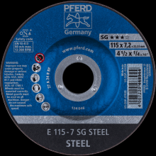 Pferd Inc. 62211626 - PFERD Grinding Wheel, 4-1/2" x 1/4 x 7/8, SG STEEL, T27, Aluminum oxide