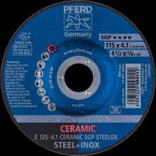 Pferd Inc. 62100125 - PFERD Grinding Wheel, 5" x 1/8 x 7/8, CERAMIC SGP STEELOX, T27