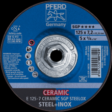 Pferd Inc. 69901731 - PFERD Grinding Wheel, 5" x 1/4 x 5/8-11, CERAMIC SGP STEELOX, T27