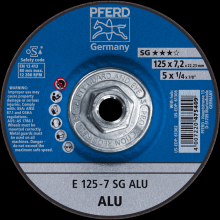 Pferd Inc. 69901439 - PFERD Grinding Wheel, 5" x 1/4 x 7/8, SG ALU, T27, Aluminum oxide, Silicon carbide