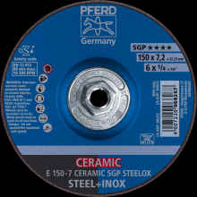 Pferd Inc. 69902529 - PFERD Grinding Wheel, 6" x 1/4 x 5/8-11, CERAMIC SGP STEELOX, T27