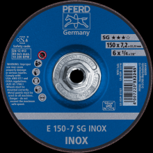 Pferd Inc. 69901193 - PFERD Grinding Wheel, 6" x 1/4 x 5/8-11, SG INOX, T27, Aluminum oxide