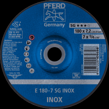 Pferd Inc. 62217632 - PFERD Grinding Wheel, 7" x 1/4 x 7/8, SG INOX, T27, Aluminum oxide