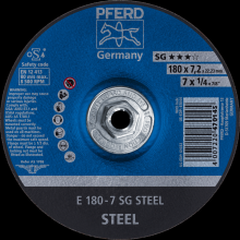 Pferd Inc. 69901186 - PFERD Grinding Wheel, 7" x 1/4 x 5/8-11, SG STEEL, T27, Aluminum oxide