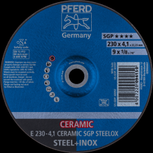 Pferd Inc. 62100230 - PFERD Grinding Wheel, 9" x 1/8 x 7/8, CERAMIC SGP STEELOX, T27