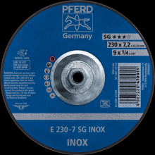 Pferd Inc. 69901190 - PFERD Grinding Wheel, 9" x 1/4 x 5/8-11, SG INOX, T27, Aluminum oxide