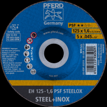 Pferd Inc. 69902574 - PFERD Cut-Off Wheel, 5" x .045 x 7/8, PSF STEELOX, T27, Aluminum oxide