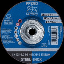 Pferd Inc. 69901458 - PFERD Grinding Wheel, 5" x 1/8 x 5/8-11, SG NOTCHING STEELOX, T27, Aluminum oxide