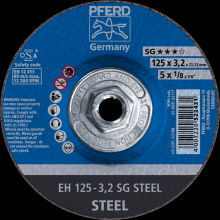 Pferd Inc. 69901273 - PFERD Cut-Off Wheel, 5" x 1/8 x 5/8-11, SG STEEL, T27, Aluminum oxide