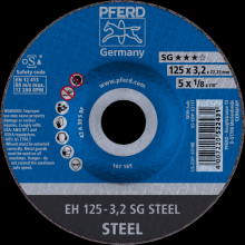 Pferd Inc. 61320232 - PFERD Cut-Off Wheel, 5" x 1/8 x 7/8, SG STEEL, T27, Aluminum oxide