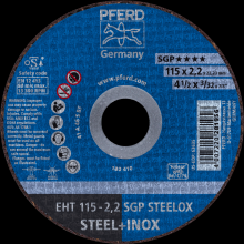 Pferd Inc. 61330422 - PFERD Cut-Off Wheel, 4-1/2" x 3/32 x 7/8, SGP STEELOX, T1, Aluminum oxide