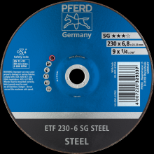 Pferd Inc. 63416180 - PFERD Grinding Wheel, 9" x 1/4 x 7/8, SG STEEL, T28, Aluminum oxide