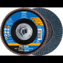 Pferd Inc. 69300874 - PFERD Flap Disc, 5" x 5/8-11, Z PSF STEELOX, 120 Grit, T29, Conical, Zirconia