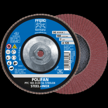 Pferd Inc. 69300520 - PFERD Flap Disc, 7" x 5/8-11, A SG STEELOX, 120 Grit, T29, Conical, Aluminum oxide