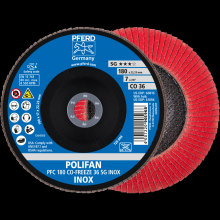 Pferd Inc. 67718036 - PFERD Flap Disc, 7" x 7/8, CO-FREEZE SG INOX, 36 Grit, T29, Conical, Ceramic