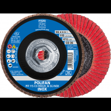 Pferd Inc. 69902557 - PFERD Flap Disc, 4-1/2" x 5/8-11, CO-FREEZE SG INOX, 36 Grit, T27, Flat, Ceramic