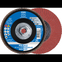 Pferd Inc. 69300553 - PFERD Flap Disc, 5" x 5/8-11, A-COOL SG INOX+ALU, 80 Grit, T27, Flat, Aluminum oxide