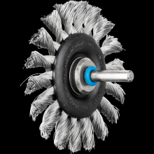 Pferd Inc. 79182921 - PFERD Mounted Knot Wheel Brush 3" Dia. .014 Stainless Steel 1/4" Shank