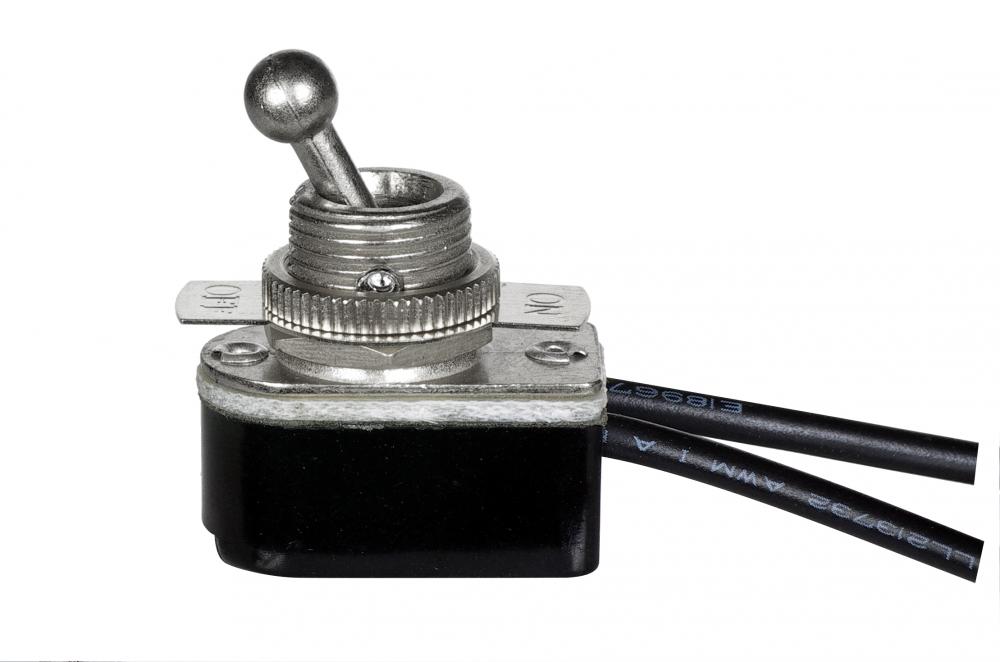 NICKEL ON/OFF TOGGLE SWITCH<span class=' ItemWarning' style='display:block;'>Item is usually in stock, but we&#39;ll be in touch if there&#39;s a problem<br /></span>