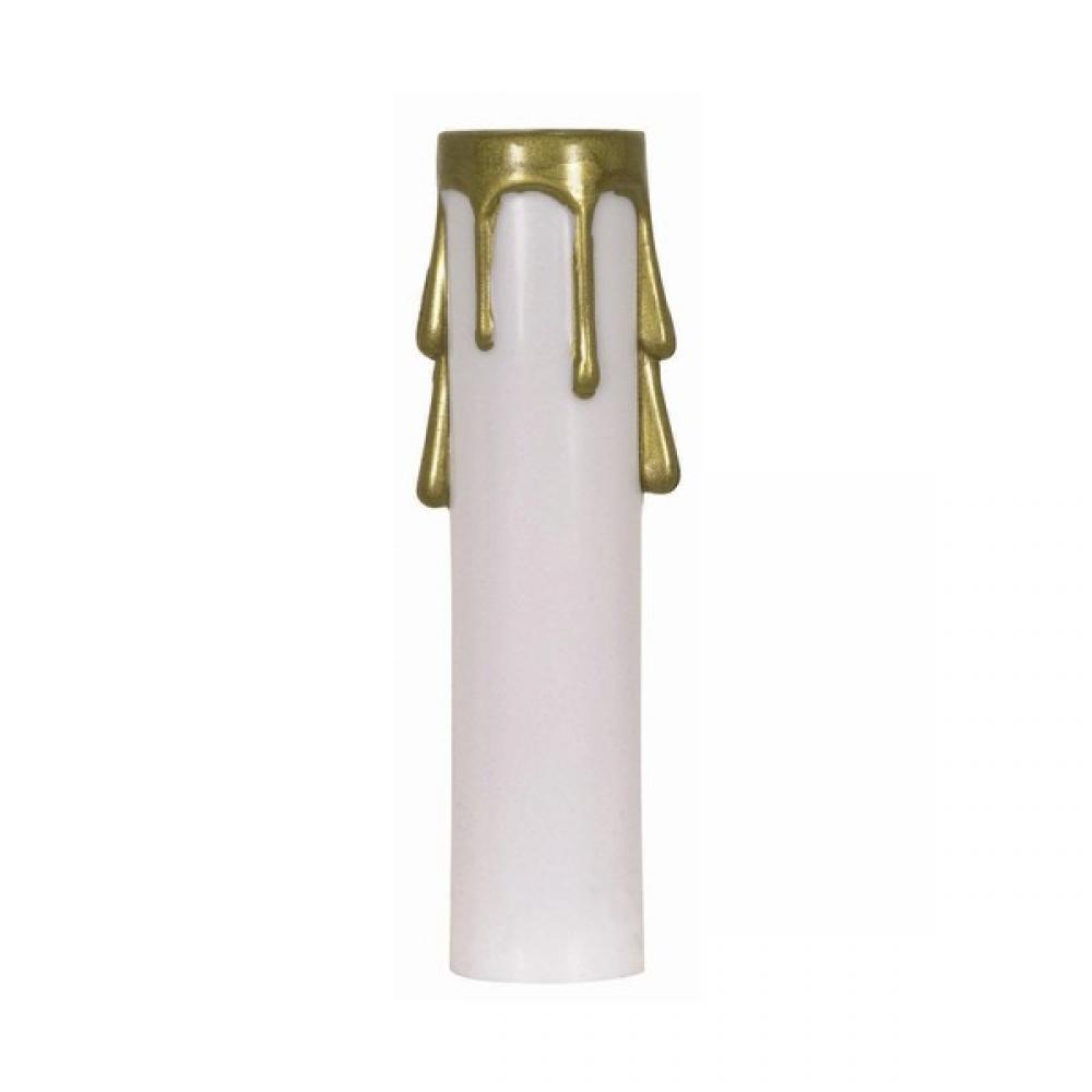 3&#34; WHTE/GOLD DRIP CAND. CANDLE<span class=' ItemWarning' style='display:block;'>Item is usually in stock, but we&#39;ll be in touch if there&#39;s a problem<br /></span>