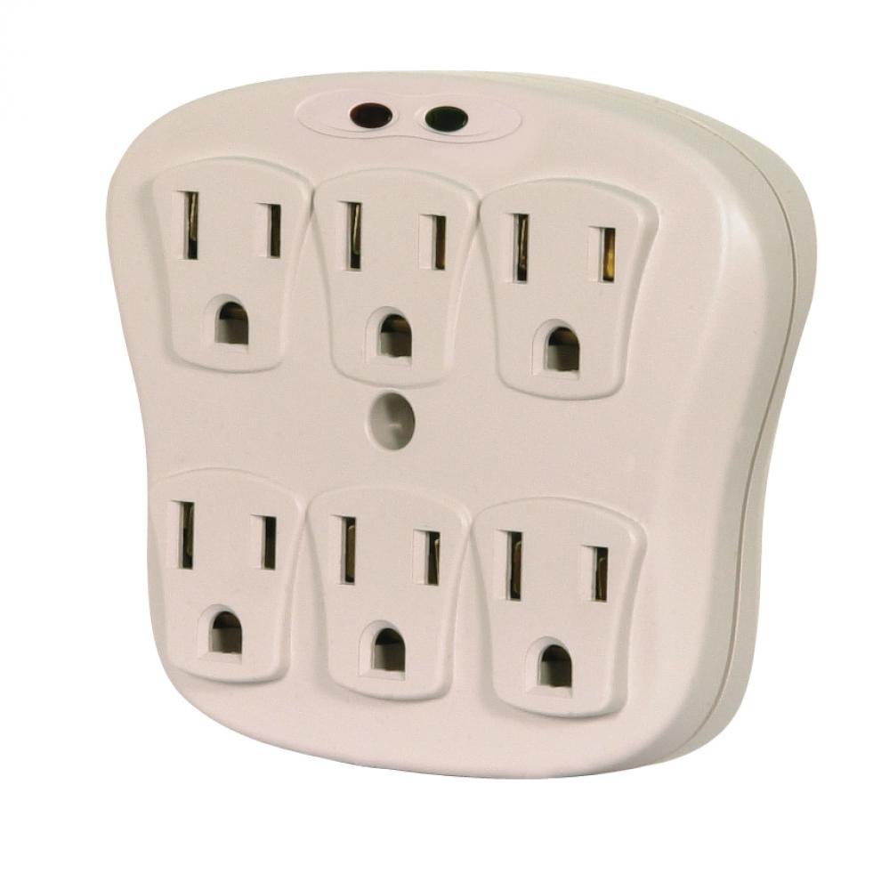 6 OUTLET PLUG IN SURGE PROTECT<span class=' ItemWarning' style='display:block;'>Item is usually in stock, but we&#39;ll be in touch if there&#39;s a problem<br /></span>