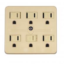 Satco 90/2630 - IVORY 6 OUTLETS GRD ADAPTER