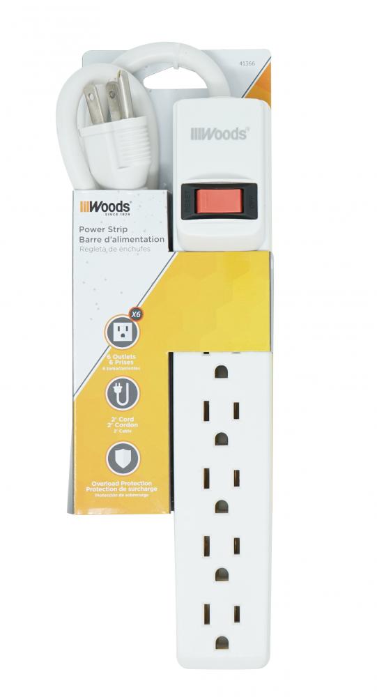 POWERSTRIP, 6 OUTLET 2&#39; CORD<span class=' ItemWarning' style='display:block;'>Item is usually in stock, but we&#39;ll be in touch if there&#39;s a problem<br /></span>