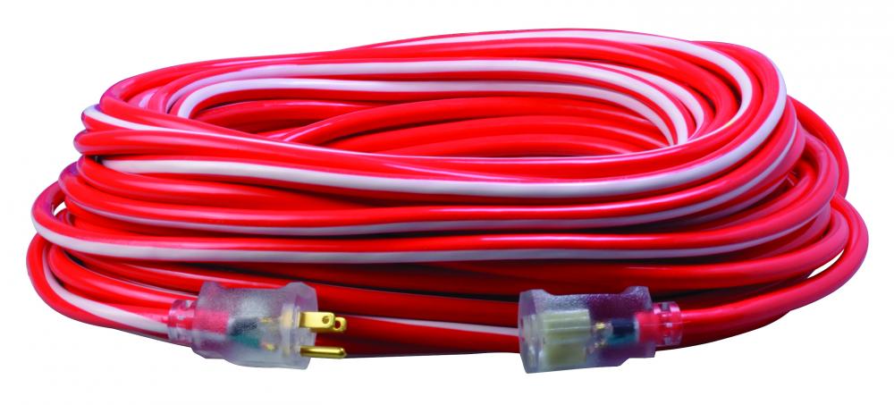 12/3 100&#39; SJTW RED/WHITE EXTENSION CORD WITH LIGHTED ENDS<span class='Notice ItemWarning' style='display:block;'>Item has been discontinued<br /></span>