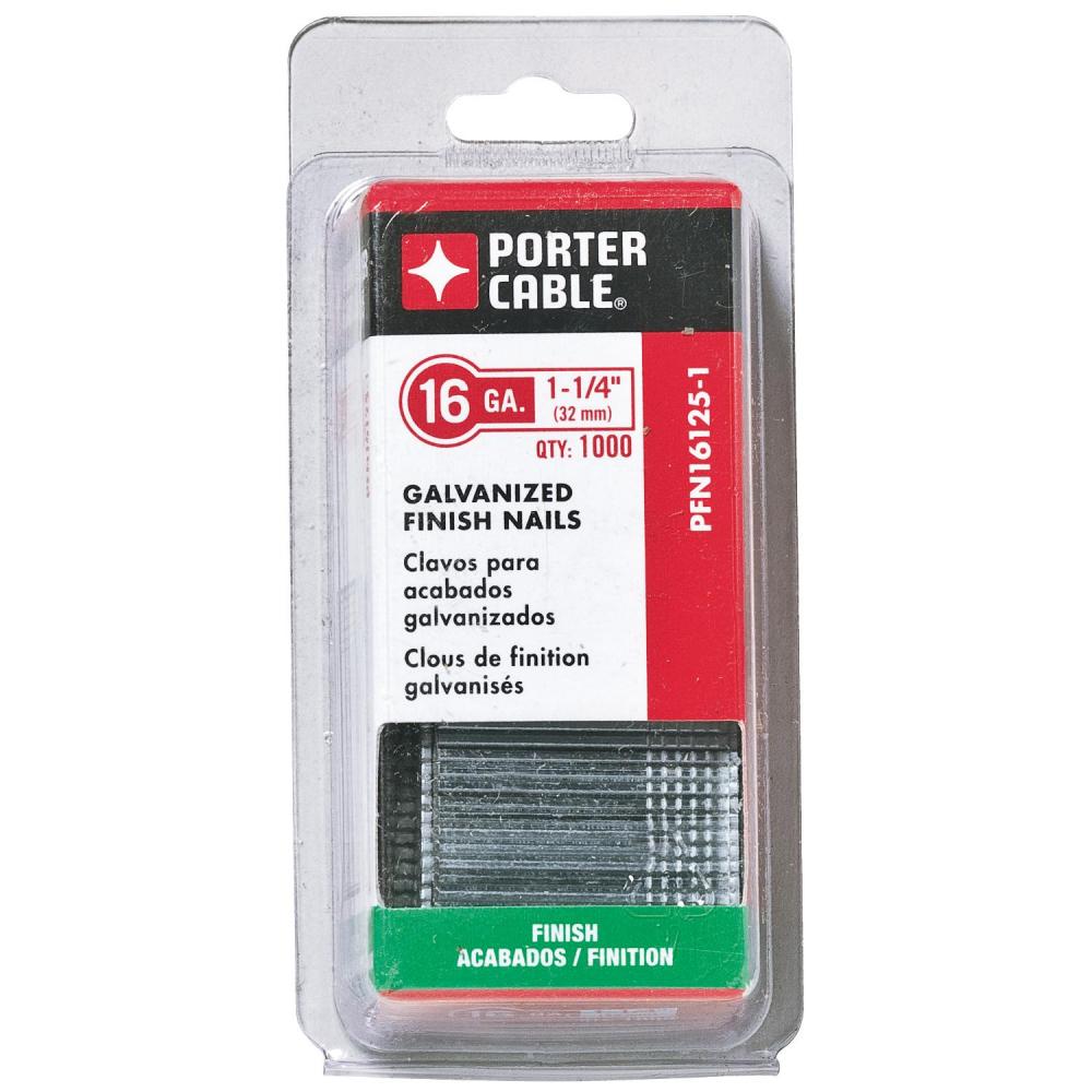 16GA, FINISH NAILS, 1-1/4&#34;, CHISEL POINT, GALVANZIED, 1000 CT<span class=' ItemWarning' style='display:block;'>Item is usually in stock, but we&#39;ll be in touch if there&#39;s a problem<br /></span>