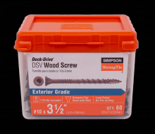 Simpson Strong-Tie DSVT312R60 - Deck-Drive™ DSV WOOD Screw - #10 x 3-1/2 in. T25, Flat Head, Quik Guard®, Tan (60-Qty)