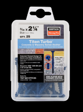 Simpson Strong-Tie TNT18214TF - Titen Turbo™ - 3/16 in. x 2-1/4 in. 6-Lobe Flat-Head Concrete and Masonry Screw, Blue (100-Qty)