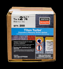 Simpson Strong-Tie TNT18214TFR200 - Titen Turbo™ - 3/16 in. x 2-1/4 in. 6-Lobe Flat-Head Concrete and Masonry Screw, Blue (200-Qty)