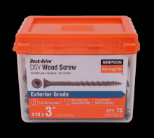 Simpson Strong-Tie DSVT3R70 - Deck-Drive™ DSV WOOD Screw - #10 x 3 in. T25, Flat Head, Quik Guard®, Tan (70-Qty)