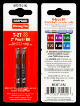 Simpson Strong-Tie BIT27T-2-R2 - T27 6-Lobe-Drive 2-in. Power Bit (2-Qty)