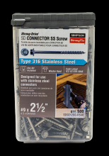 Simpson Strong-Tie SD9212SS-R500 - Strong-Drive® SD CONNECTOR SS Screw - #9 x 2-1/2 in. 1/4-Hex Drive, Type 316 (500-Qty)